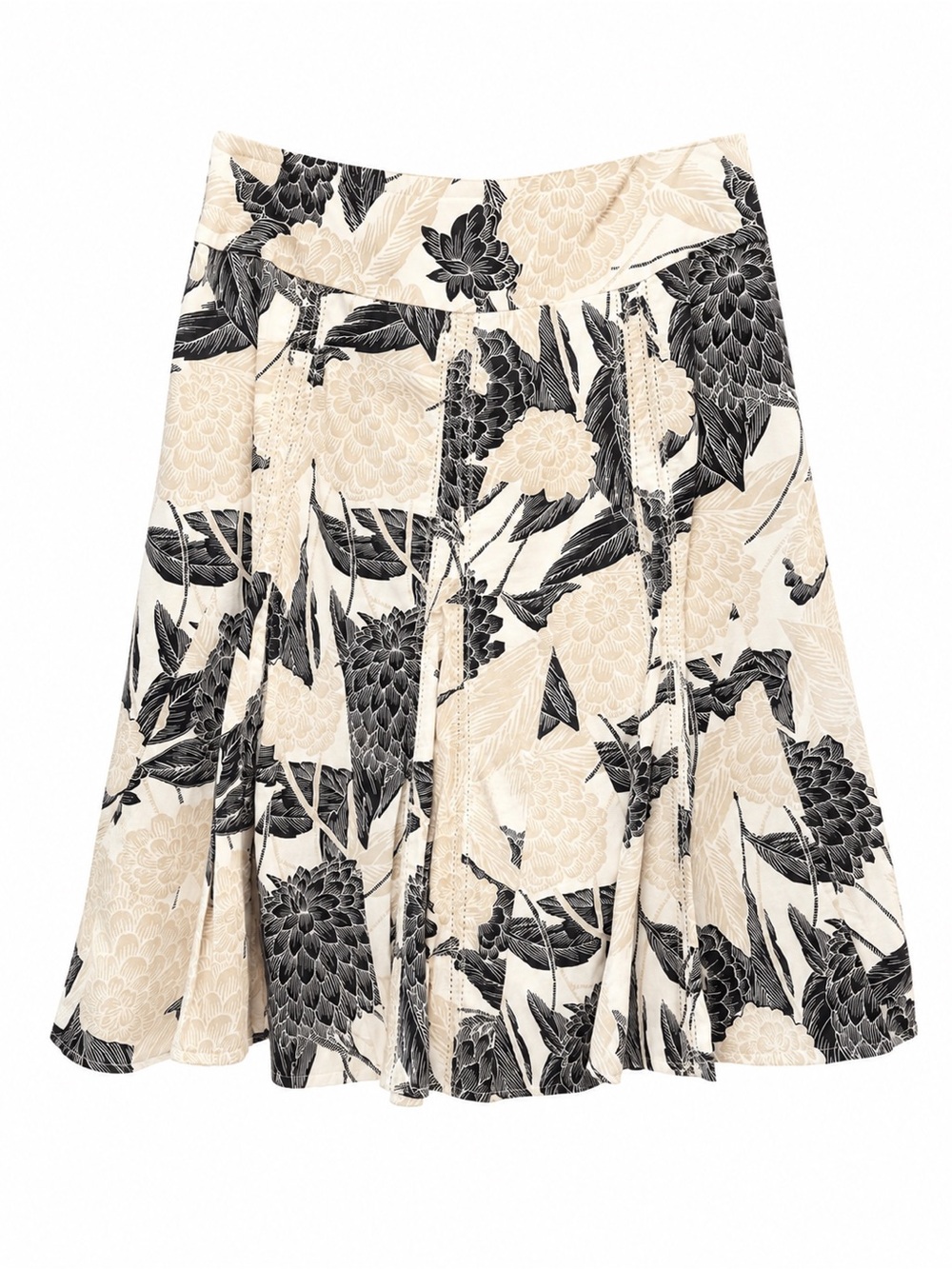 Ann Taylor Floral A-Line Skirt in Brown and Cream